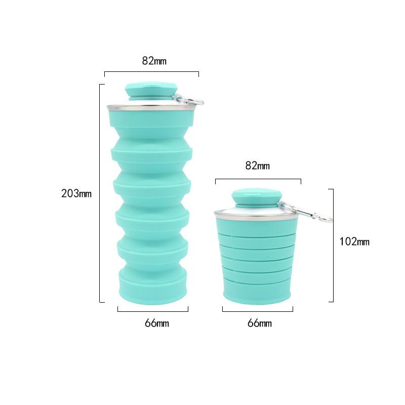 

Складная чашка, портативная пищевая бутылка для воды для путешествий, телескопический фитнес-спортивный чайник, силиконовая чашка 500ML зелёный