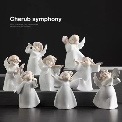 Nuova Bambola Ceramica Angelo Europeo Figura Musicale Portaoggetti Espositore Stanza Soggiorno Tavolo Ornamenti per la Casa Decorazione Matrimonio Regalo
