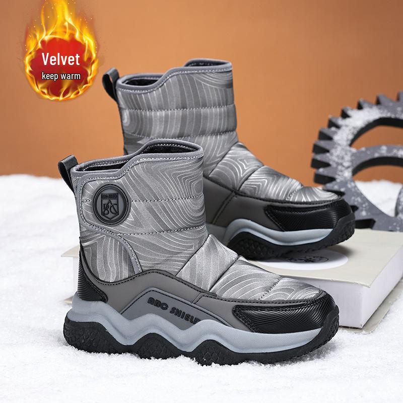 2025 Boys  Anti-Slip Velvet-Lined Winter Snow Boots 35