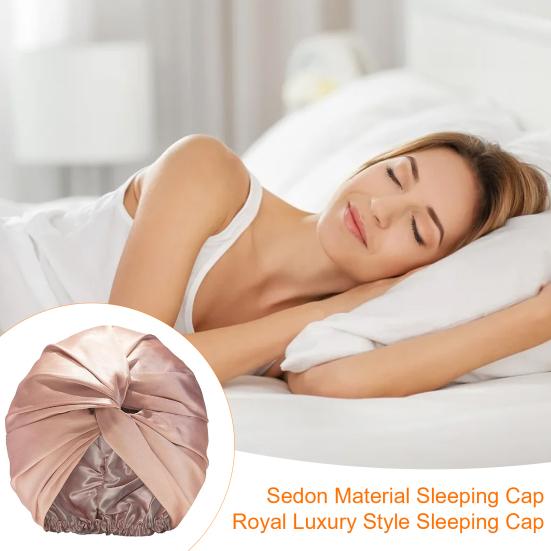 Imitation Silk Women Hat Solid Color Twist Knotted Design Turban Hat Solid Color Sleeping Hat Home Headwear