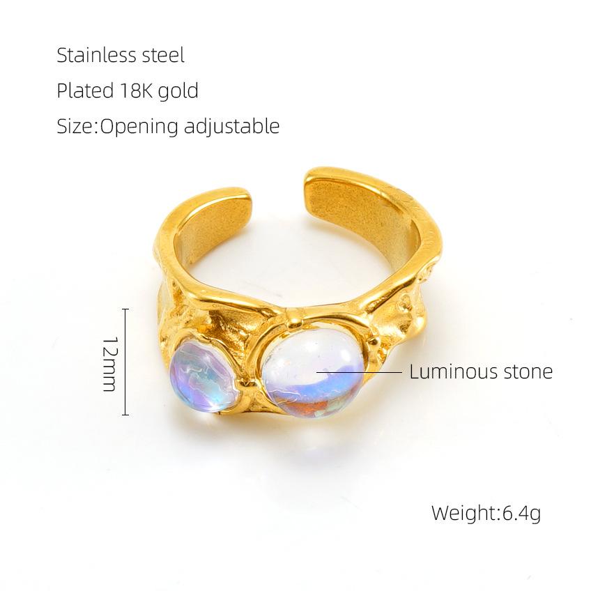 Bague ouverte 2026 Pierre Lumineuse Bague Zirconium Rétro 18K pour Femme