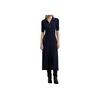 Polo Ribbed Embroidered Midi Short Sleeve Dress Women Dresses Navy-Blue 200957638-001