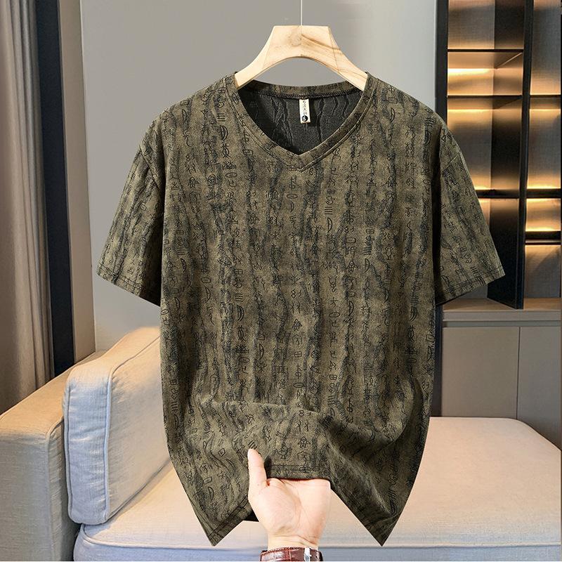 Men's Plus Size Hip Hop Tie-Dye V-Neck T-Shirt Big & Tall Oversized Street Style 5XL-12XL