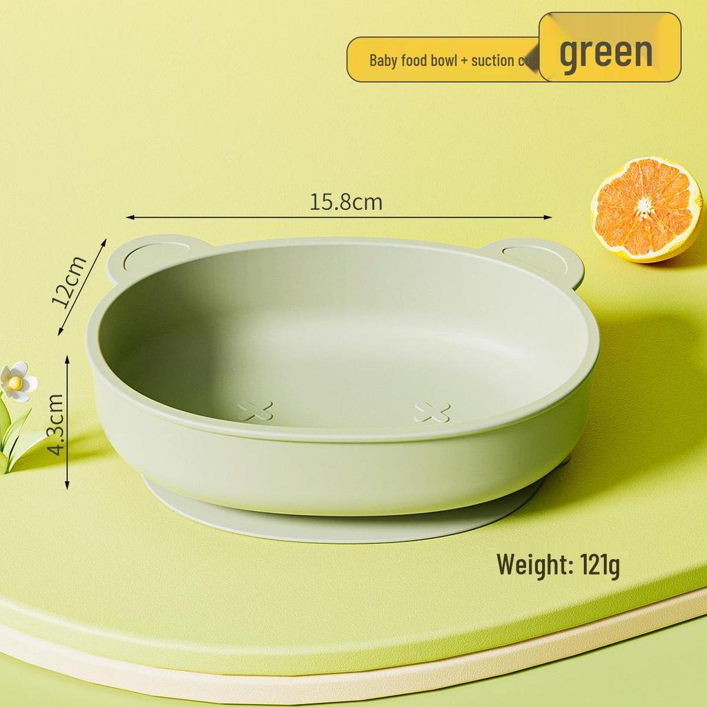 Silicone Baby Bowl with Lid, Food-Grade Suction Cup, Anti-Fall, Little Bear Design
