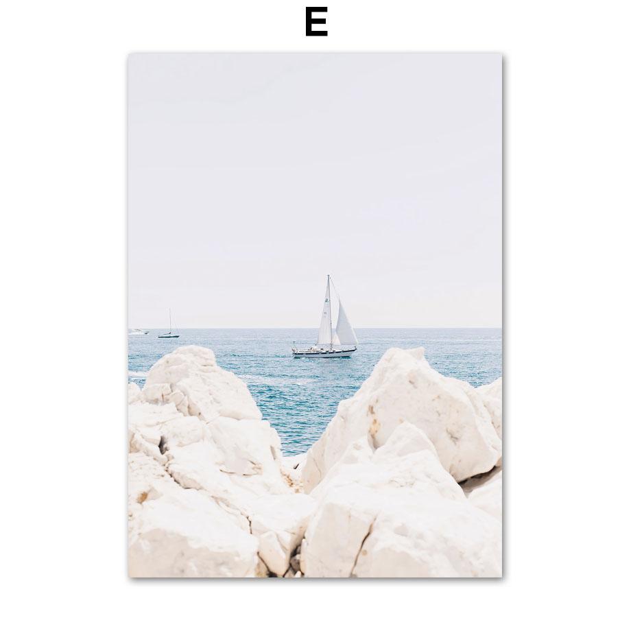 Фламінго Дошка для серфінгу Пляж Океанські хвилі Ракушка Настінне мистецтво Картини на полотні Тропічні плакати та принти Настінні картини для домашнього декору