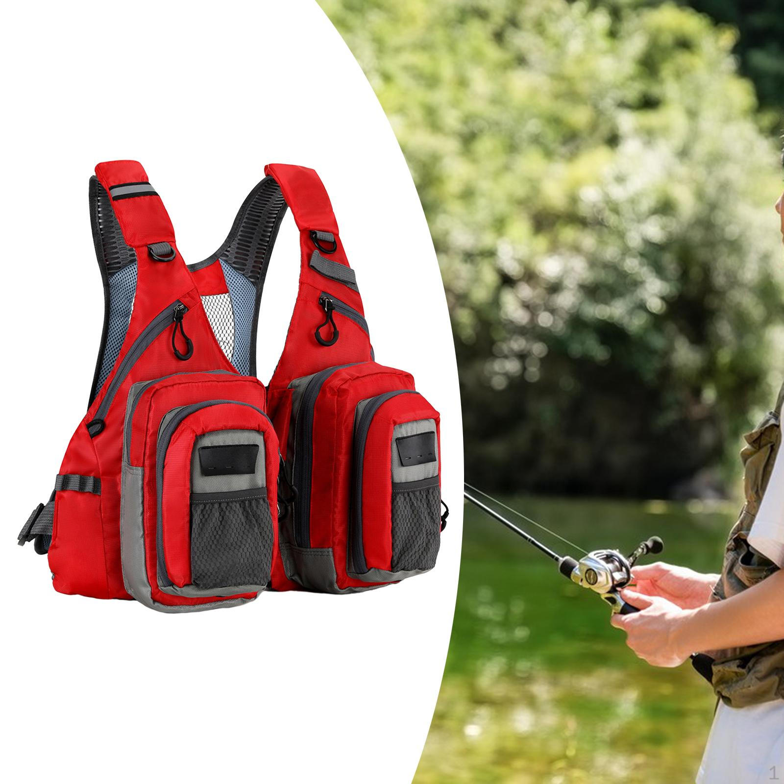 

Жилет для рыбалки, куртка для рыбалки, для мужчин и женщин, для взрослых, удобный жилет с несколькими карманами для каяка Red