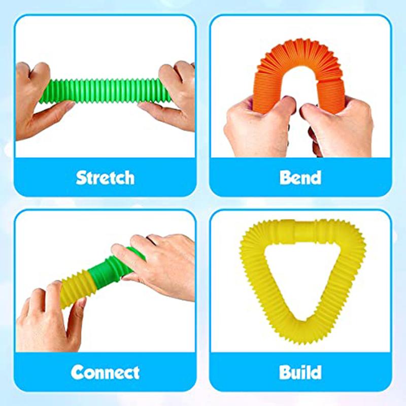 5/60Pcs Telescopic Tubes Fidget Toys Stress Relief Stretching Pop Tubes Sensory Toys For Kids Adults Decompression Toys Gifts
