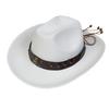Unisex Western Cowboy Hat Wide Brim Roll‑Up Brim Double‑Top Felt Fedora Hat,10 Colors,Multiple Optional Detachable Hat Bands
