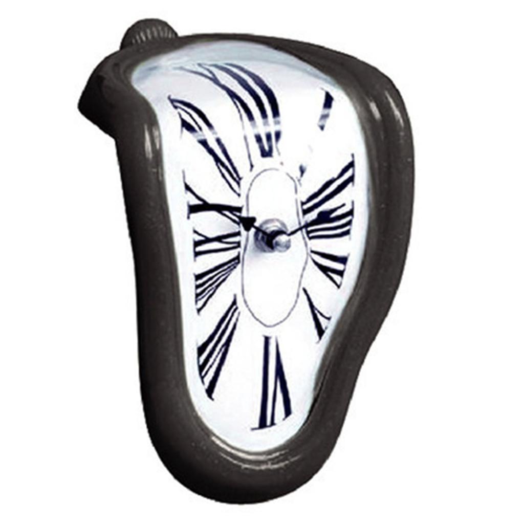Melting Clock Plastic Retro Decorative Electroplated Metal Paint Desk Table Clock for Office White