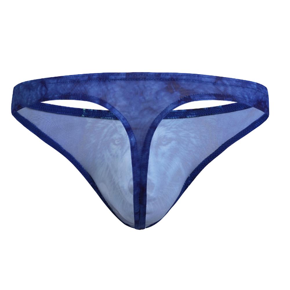 3D Animal U Bulge Print Men's Pouch Convex G-string Thongs Low Rise Underwear