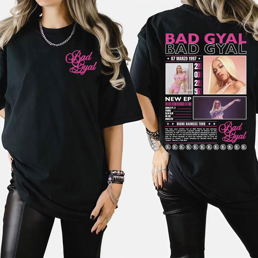 Singer Bad Gyal Album Tour 2025 Graphic T Shirts Unisex Women Vintage Hip Hop Classic Pop Music Tshirt High Quality Loose T Shirt