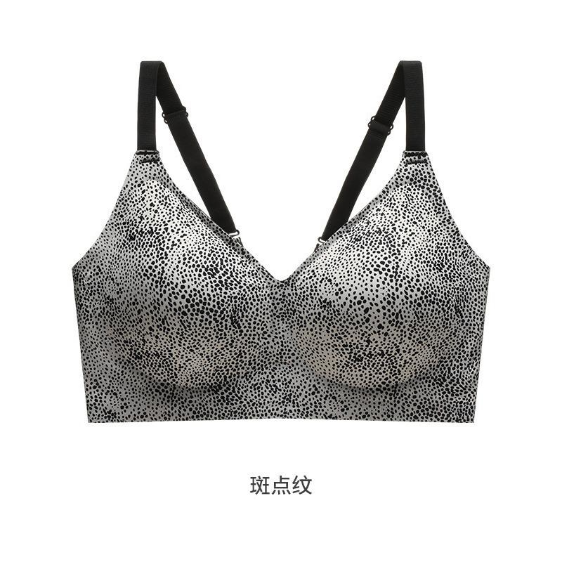 Sexy Leopard Print Women Wireless Breathable Thin Comfortable Push Up Bra