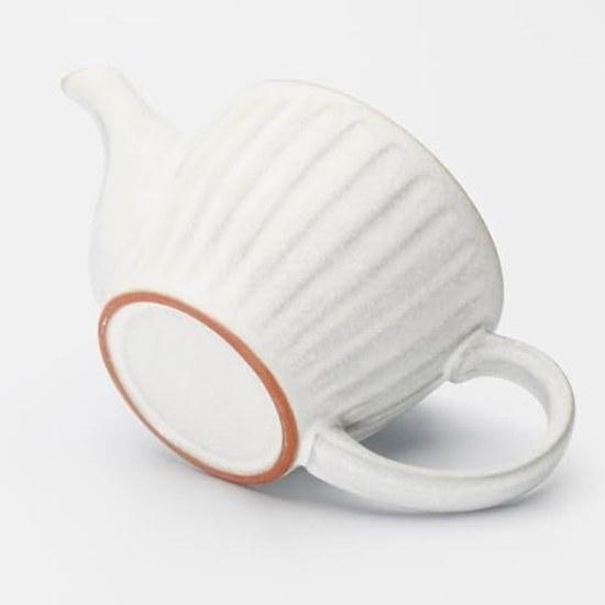 Mino ware teapot capacity approximately 340ml chrysanthemum shape white porcelain made Japan 500-21