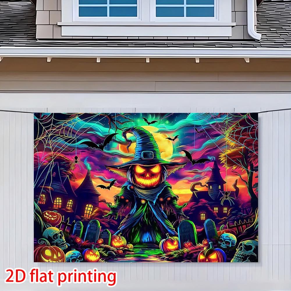 2D flat banner 1 Halloween party background banner scary pumpkin figure evil pumpkin.PMJ