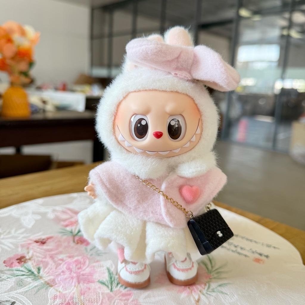 For 15-17cm Labubu V1 V2 outfit clothes vinyl face doll clothes Macaron best decoration fashion clothes
