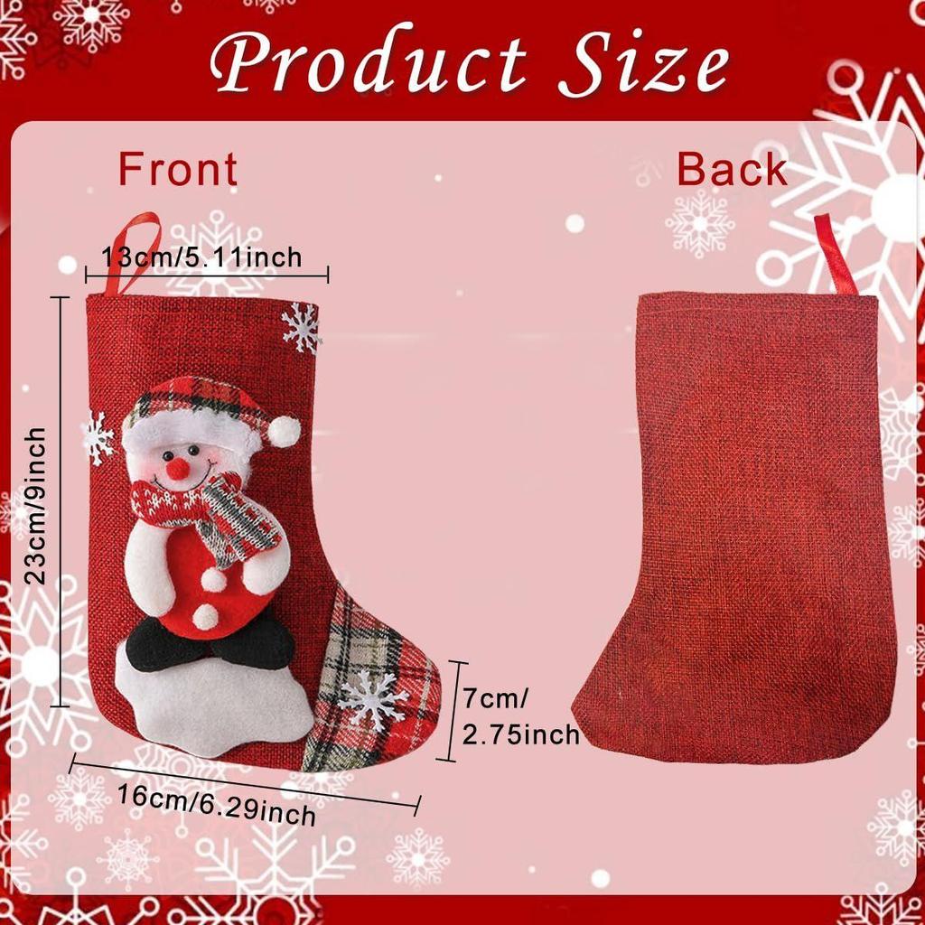 4 st Julstrumpor Juldekorationer Artiklar Stor Röd Björn, Jultomte, Snögubbe, Ren Julstrumpor Gåvor Hängande Julstrumpor