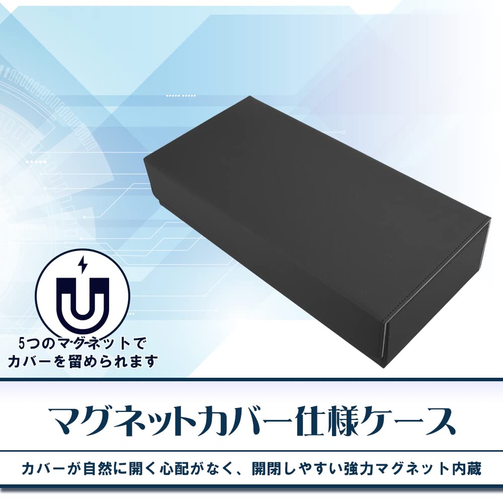 Trading Card Deck Case Storage Box Large Capacity PU Leather Storage Collection X (Black Gray)