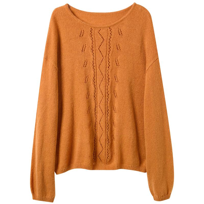 Sancai Hollow Knit Round Neck Pullover Sweater