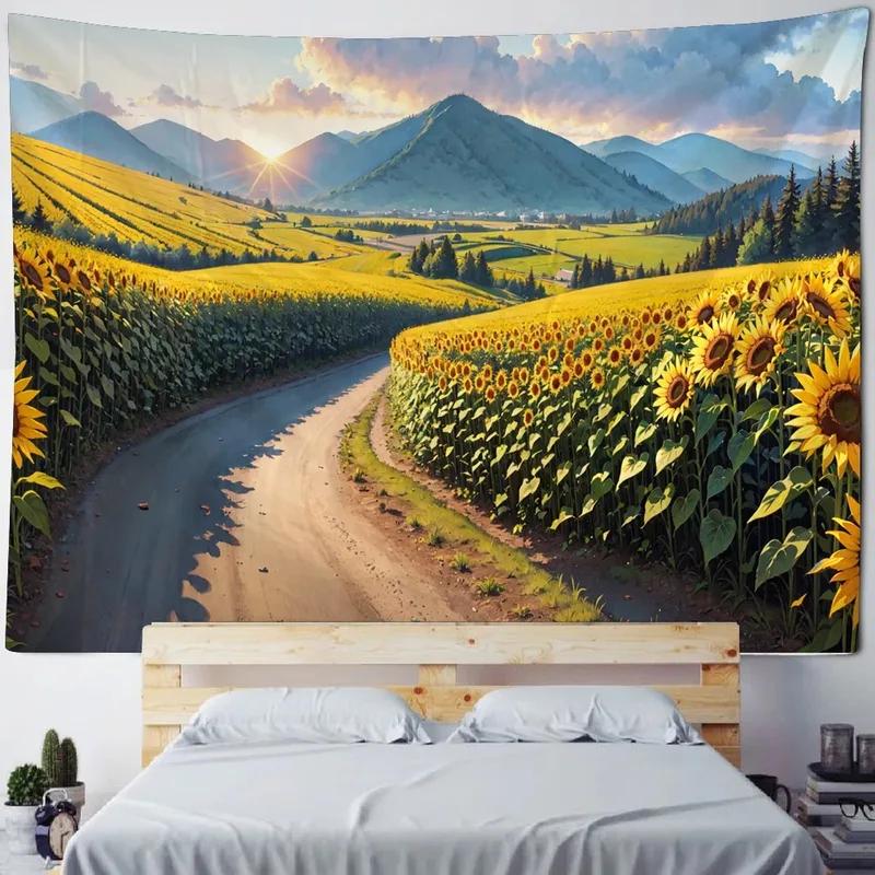 Home Wall Decoration Tapestry Sunflower Field Background Office Living Room Tapestry
