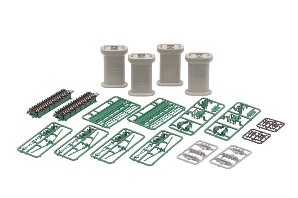 TOMYTEC TOMIX N Gauge Upper Deck Girder Bridge S70 Dark Set of 2 4 PC 3274 Model Train Supplies (F) Green, (Includes Piers)