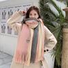 Autumn and Winter Casual Women's Imitation Cashmere Scarfs with Contrasting Colors Thick Insulation Soft Tassel Long Scarf