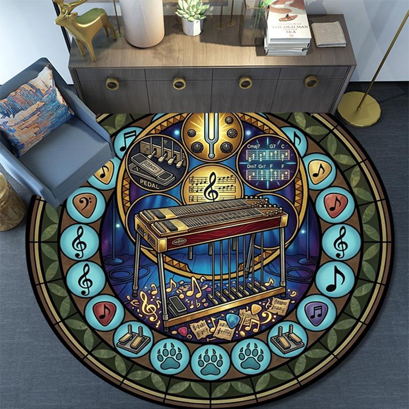 Harmonious Musical Harmony Round Area Rug Under Office Chairs Bedroom Living Room Home Decor
