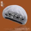 Autumn and Winter Literary and Artistic Solid Color Diamond-encrusted Fashion Wool Beret Women's Outdoor Shopping Versatile Face Small Painter Hat D