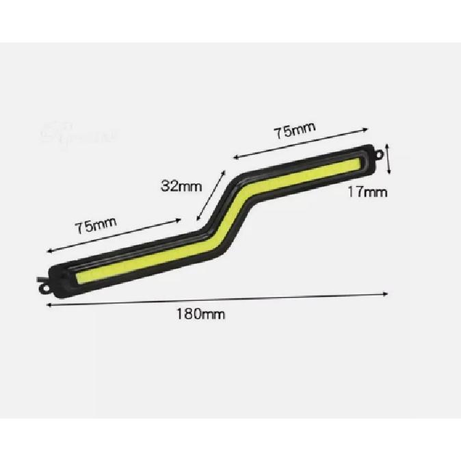 2Pcs White Z Shape COB LED Car DRL Driving Daytime Running Lamp Fog Light Strip