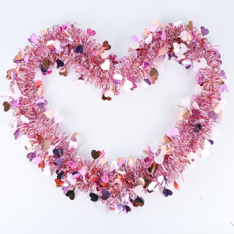 Valentines Day Red Pink Metallic Garland Valentine'S Day Decor For Home Indoor Outdoor Wedding Hanging Decoration Prop