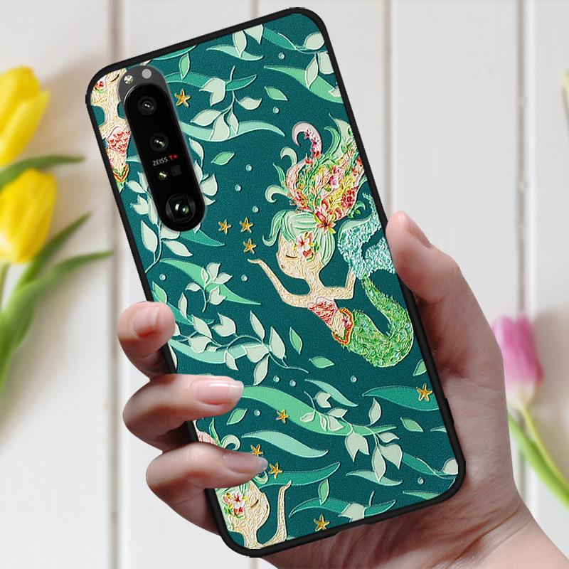 3D Emboss Flower Case For Sony Xperia 10 III Cover Cute Relief Case For Sony Xperia 1 III 5 III 10III Phone Case Coque Fashion