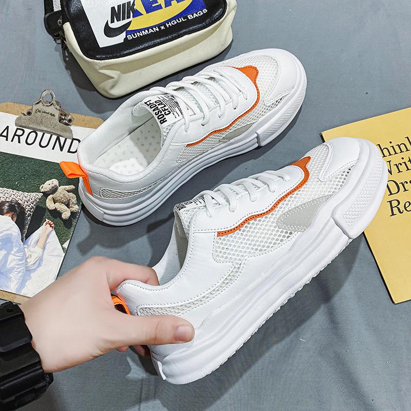 Men's Sports Board Shoes Spring and Summer Hot Style Hollow Mesh Shoes Breathable Fashion All Matching Thick Soles Non-slip