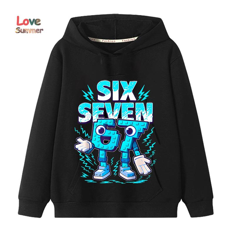 67 Six Seven Italienischer Hirnfraß Hoodie Lustiger Grafik-Pullover Mädchen Jungen Fleece Warm Kinder Herbst-Hoodie Lässiges Unisex Sweatshirt