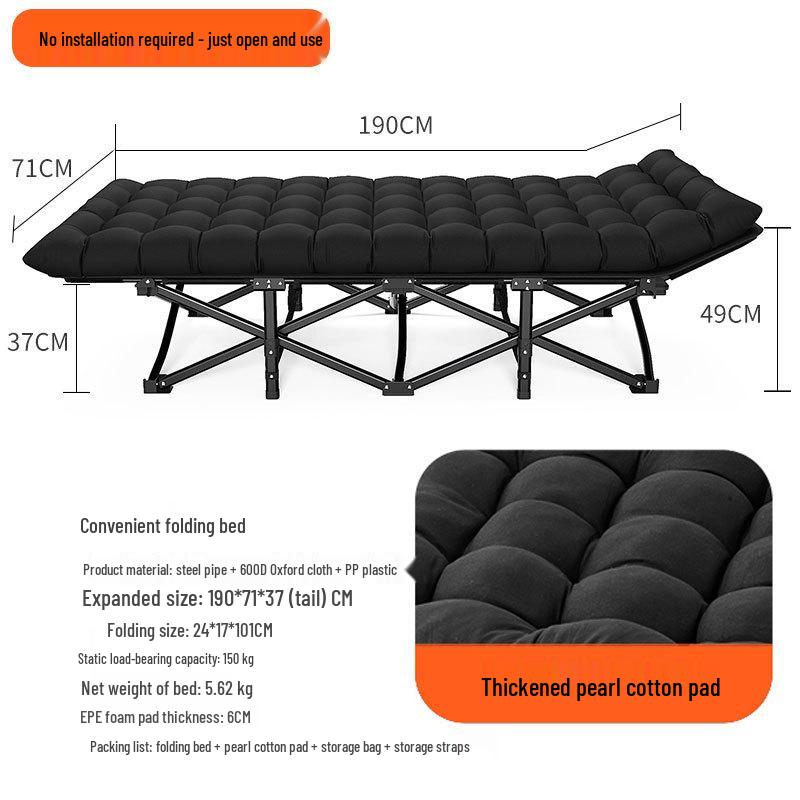 Portable Folding Single Bed for Office, Camping, or Outdoor Use