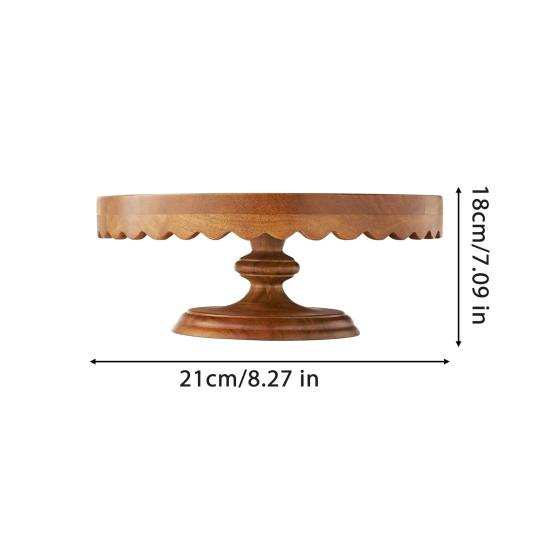 Runder Kuchenständer aus Holz mit gewelltem Rand Dessert-Präsentationsplatte Multifunktionales Charcuterie-Brett Cupcake-Halter-Ständer Obstteller Küchenhelfer