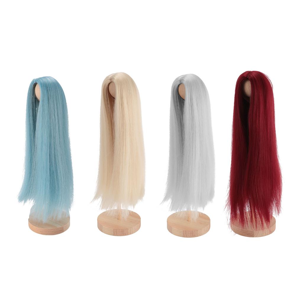 Doll Wig Professional DIY Hand Crafted Soft Heat Resistance Middle Part Long Straight Doll Wig for D