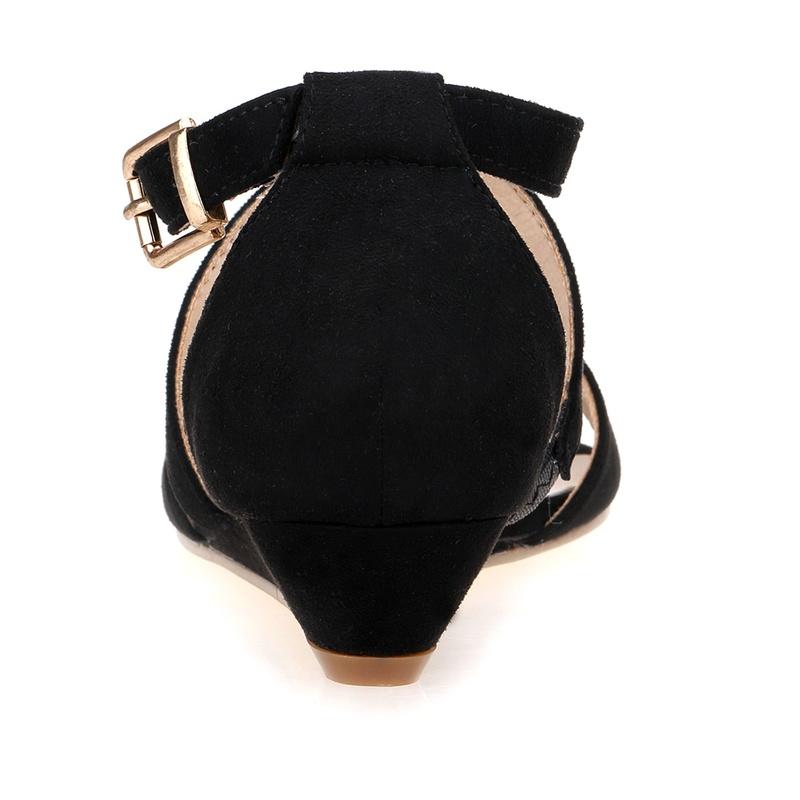 Sandali con zeppa piatta con cinturino alla caviglia e punta in velluto da donna da 30 mm, casual, con tacco, per feste