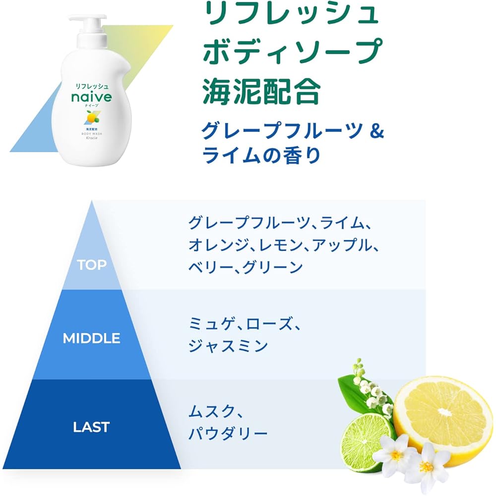 Naive Body Soap with Sea Clay 2300ml Refill Extra Large Size for Kids Men Women