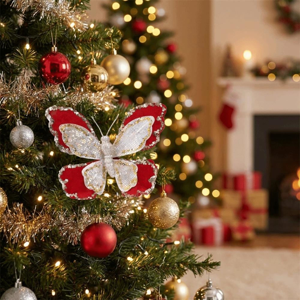 Double-Layered Christmas Butterflies Ornaments Christmas Tree Decoration New Year Celebration