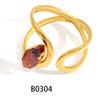 Adjustable Gold Heart & Red Diamond Flower Ring Set - 5 Pieces, Stainless Steel