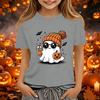 Kids Halloween Print Short Sleeve T-Shirt Round Neck Loose Fit Casual Tee for Boys Girls