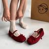 Skirt single shoes square head ballet shoes new spring French fairy bow Mary Jane shoes
