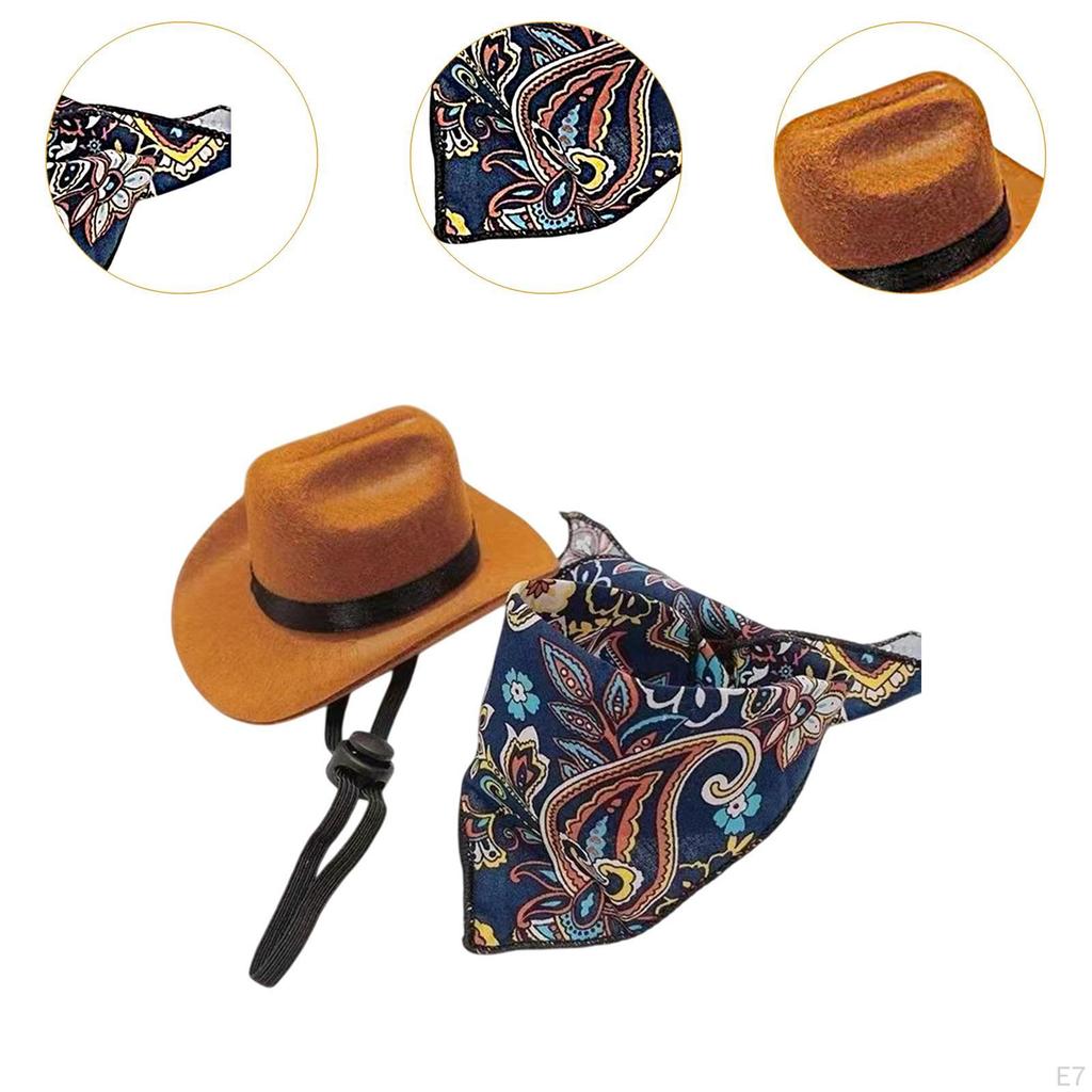 Cowboy Hat And Bandana Set for Pets, Halloween Costume Dogs Cats