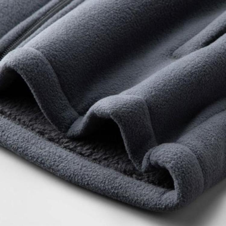 Solid Color Men Coat Stand Collar Cardigan Jacket Polar Fleece Lining Long Sleeve Zipper Placket Daily Wear Outwear