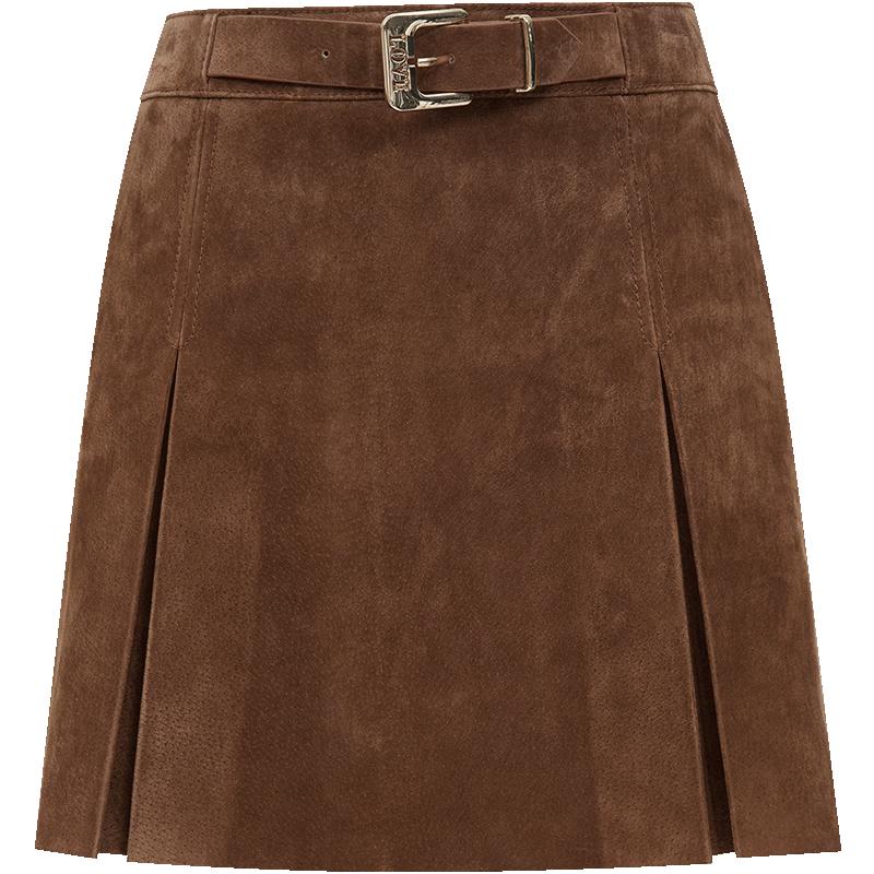 ONLY 2025 Autumn Pleated A-line Leather Mini Skirt S