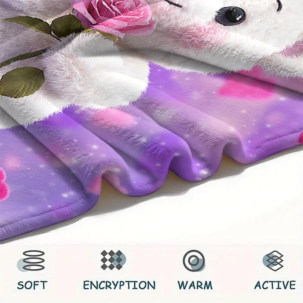 Bear Doll Print Flannel Blanket, High quality Comfortable for All Seasons, Home Decor, Warmth and Comfort, Perfect for Christmas Gifts