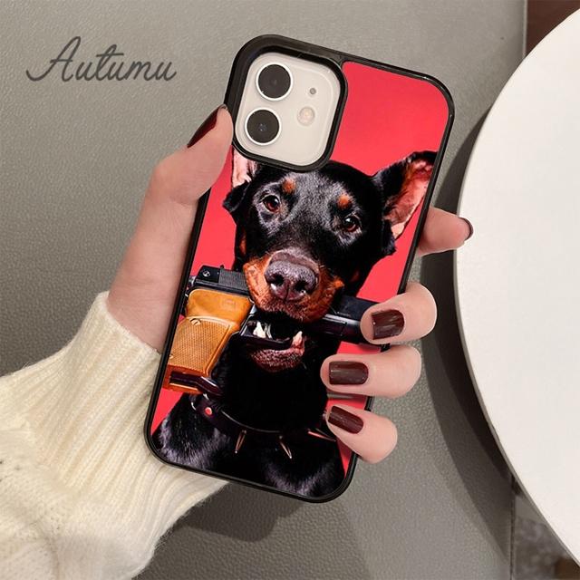 Cool Doberman Dog Phone Case for iPhone 11 12 13 14 Pro Max Mini X XR XS SE 2020 6S 7 8 Plus Samsung Galaxy S21 S22 Cover Shell