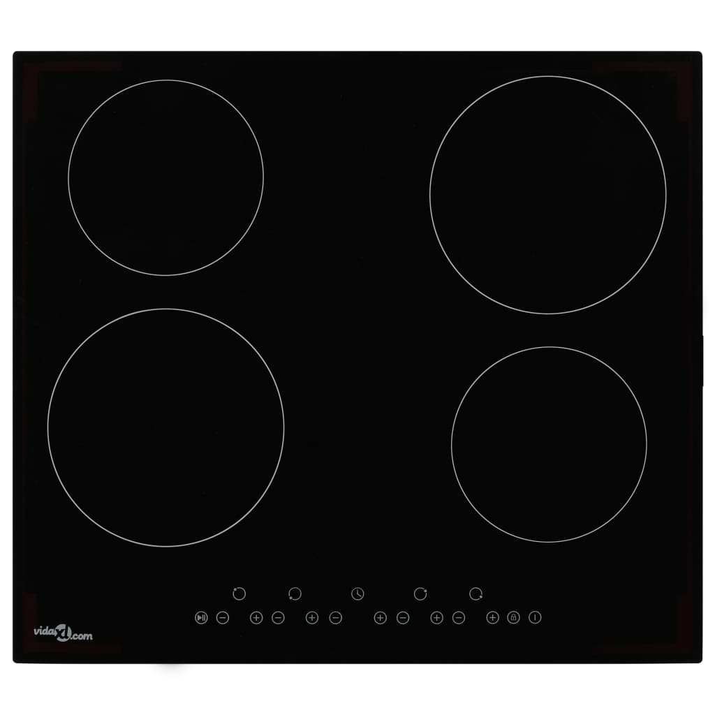 vidaXL Glaskeramik-Kochfeld mit 4 Platten Touch Control 6000 W schwarz