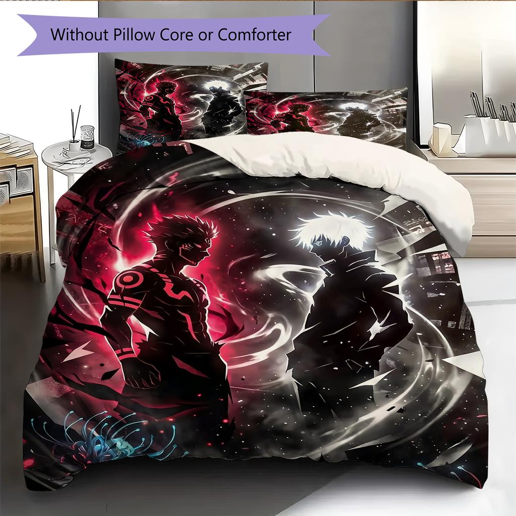 Satoru Gojo and Sukuna Pattern Bedding Quilt Set  Home Decoration  Gift (1 * duvet cover + 2 * pillowcase  without core)