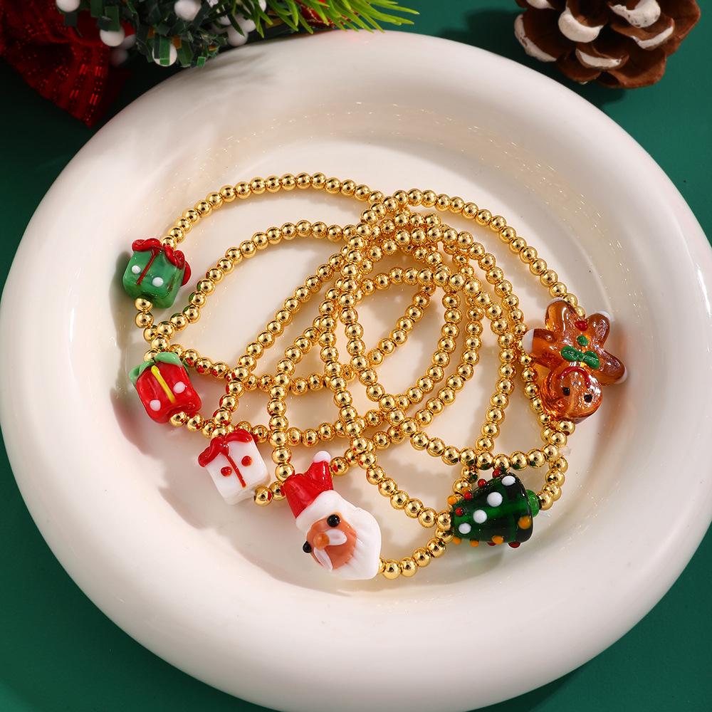 Festive Gingerbread Man Beaded Bracelet: Unique, Colorful Design for Women - Perfect Autumn/Winter Layered Best Friend Gift