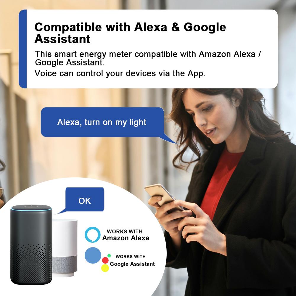 Jednofázový elektroměr DIN Rail s WiFi Spotřeba energie Napětí Watt Pulzní výstup Monitor úspory energie Tuya Control